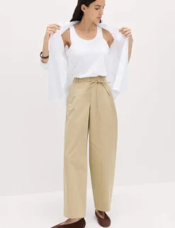 Pure Cotton Barrel Leg Trousers