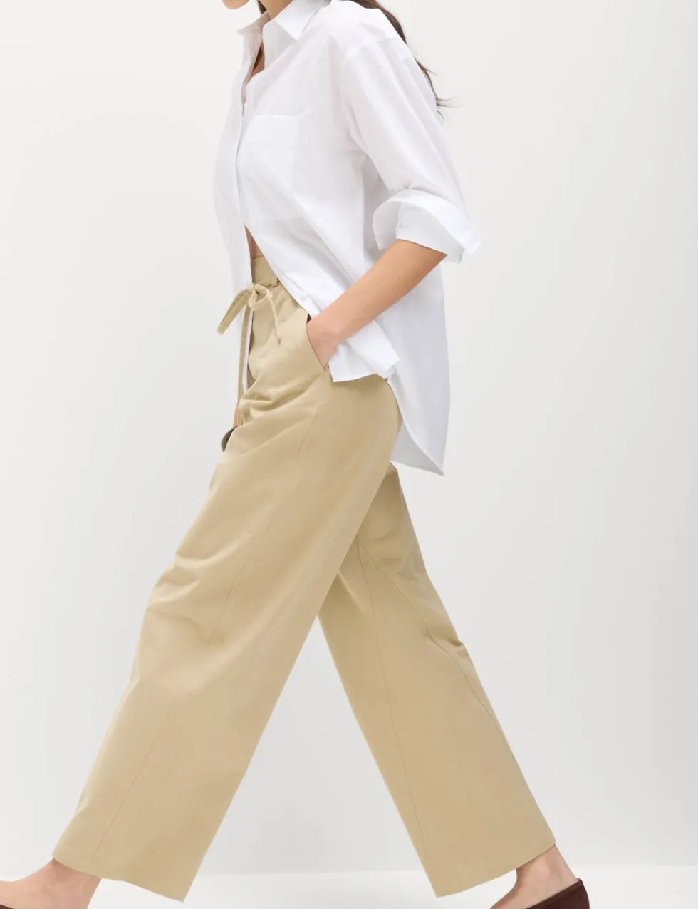 Pure Cotton Barrel Leg Trousers
