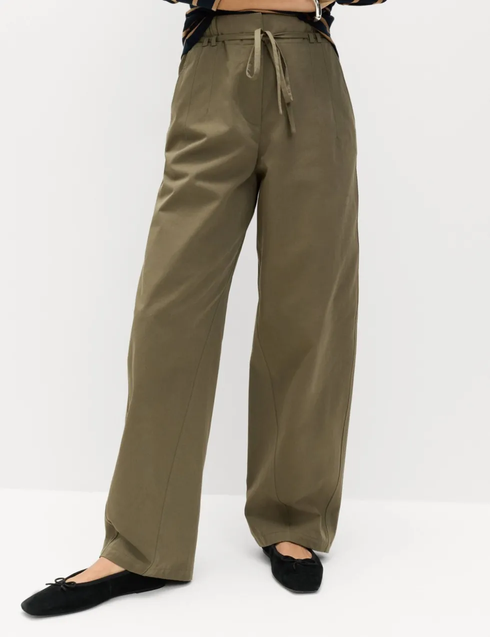 Pure Cotton Barrel Leg Trousers