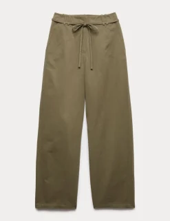 Pure Cotton Barrel Leg Trousers
