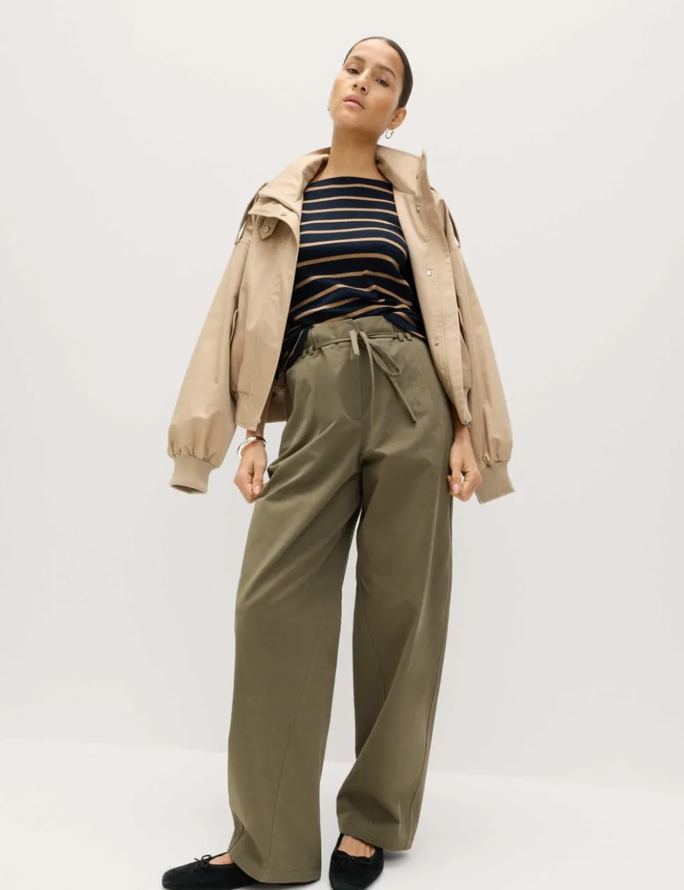 Pure Cotton Barrel Leg Trousers