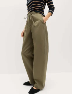 Pure Cotton Barrel Leg Trousers