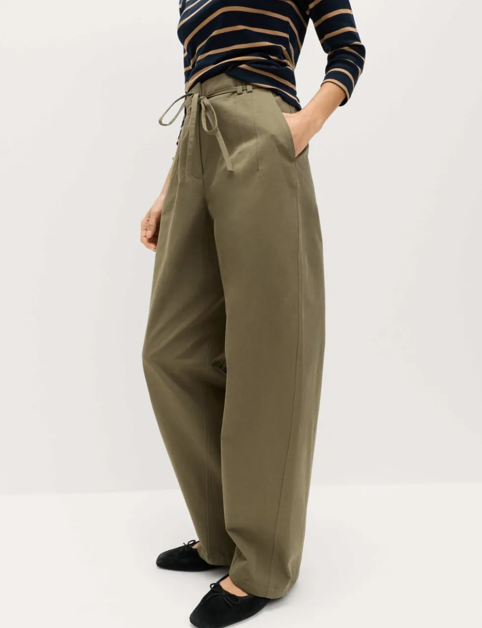Pure Cotton Barrel Leg Trousers