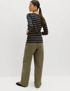 Pure Cotton Barrel Leg Trousers