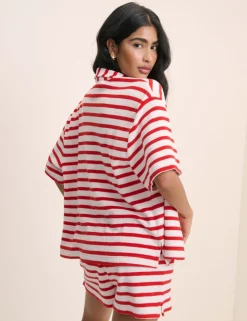 Pure Cotton Beach Towelling Striped Shirt