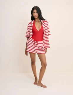 Pure Cotton Beach Towelling Striped Shirt