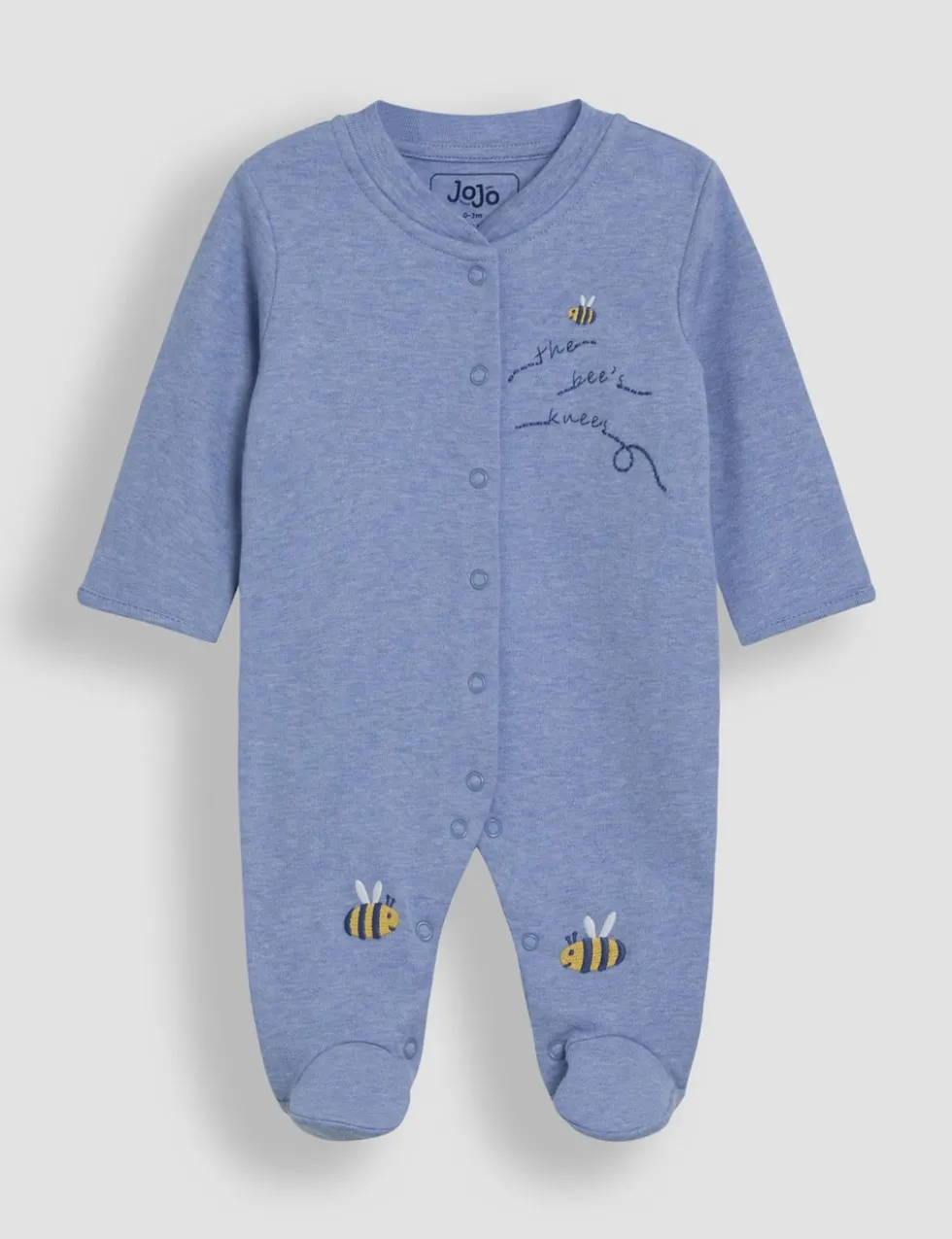 Pure Cotton Bee Embroidered Sleepsuit (0-12 Mths)