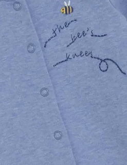 Pure Cotton Bee Embroidered Sleepsuit (0-12 Mths)