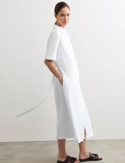 Pure Cotton Belted Midi Shirt Dress