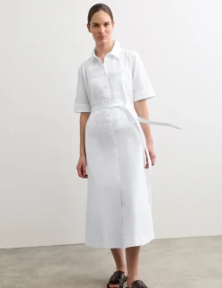 Pure Cotton Belted Midi Shirt Dress