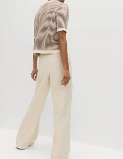Pure Cotton Belted Straight Leg Trousers