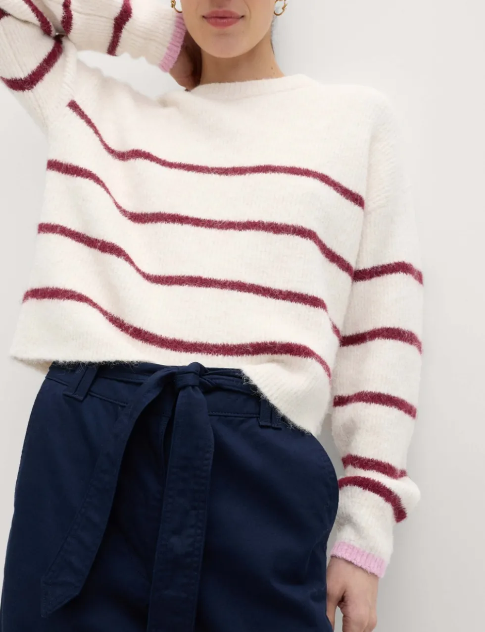 Pure Cotton Belted Straight Leg Trousers