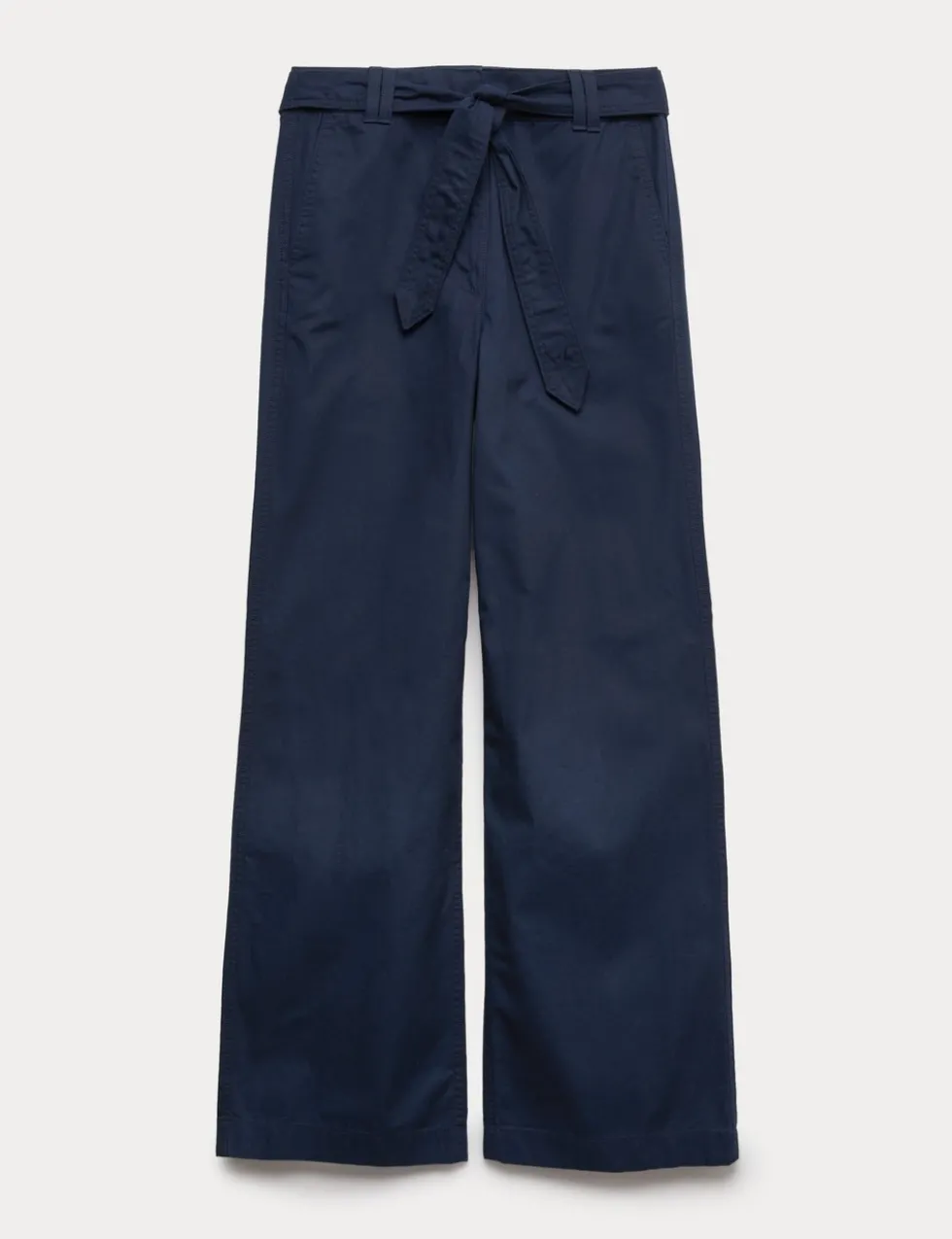 Pure Cotton Belted Straight Leg Trousers