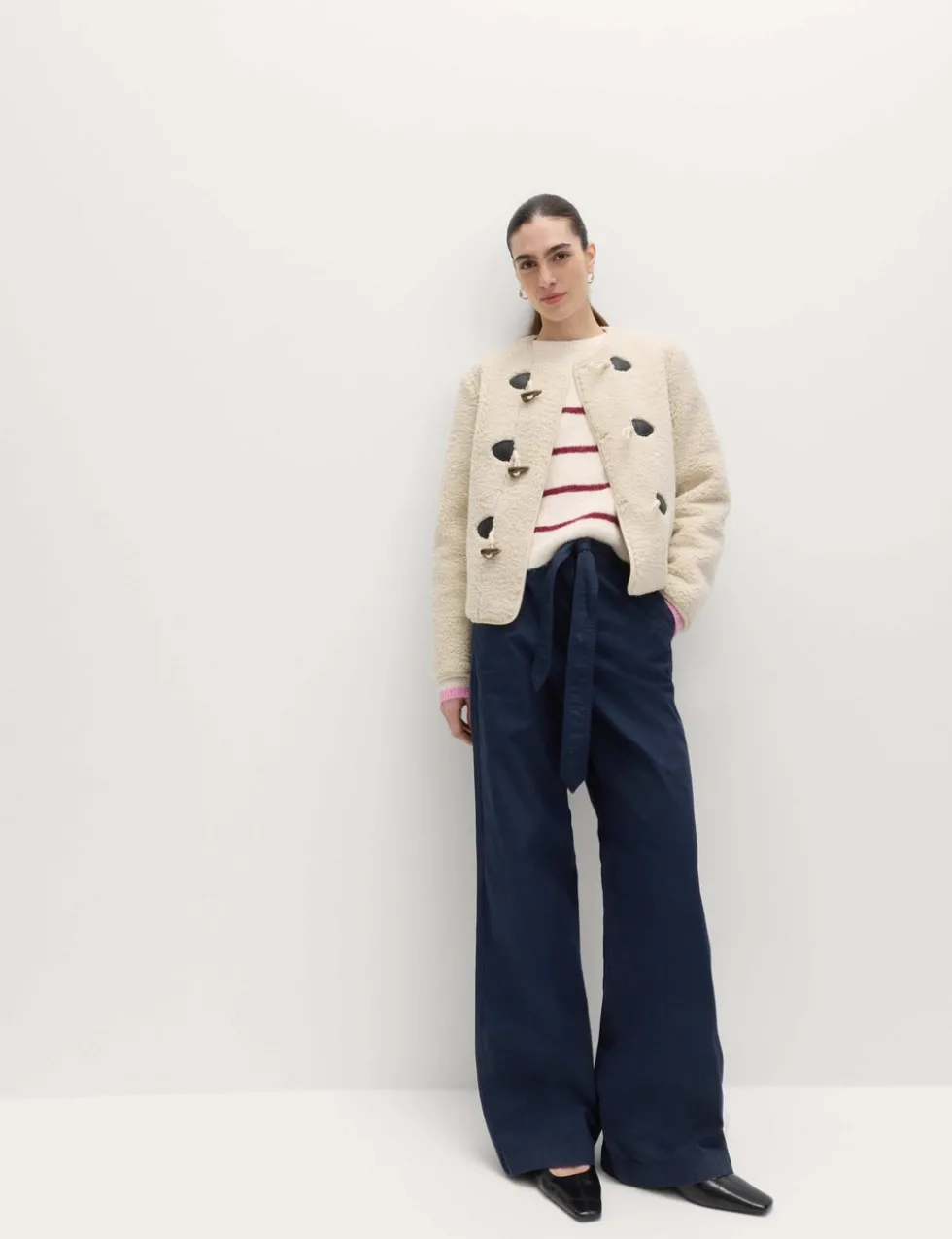 Pure Cotton Belted Straight Leg Trousers