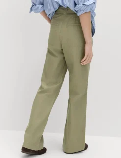 Pure Cotton Belted Straight Leg Trousers