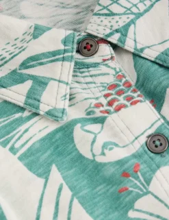 Pure Cotton Bird Print Maxi Waisted Dress