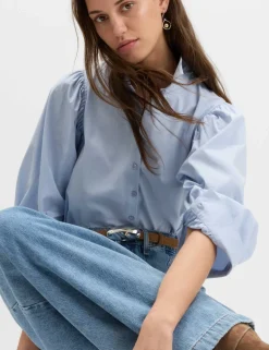 Pure Cotton Blouson Sleeve Shirt