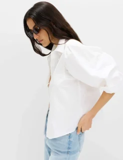 Pure Cotton Blouson Sleeve Shirt