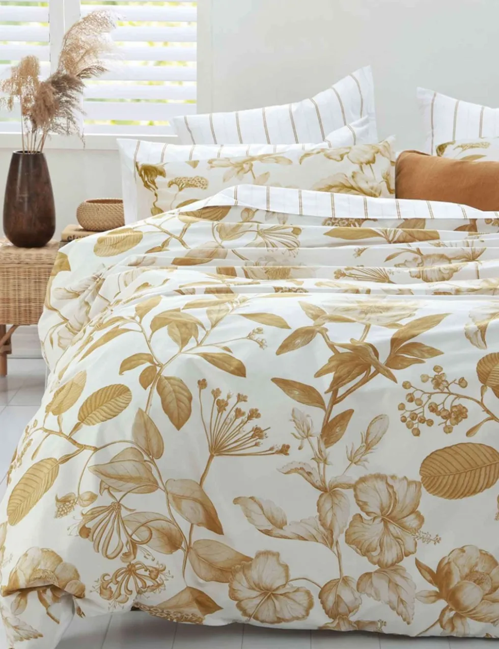Pure Cotton Botanical Ochre Bedding Set