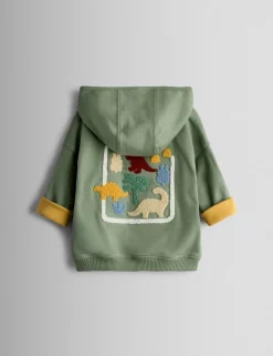 Pure Cotton Bouclé Dino Reversible Hoodie (6 Mths - 6 Yrs)