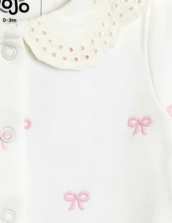 Pure Cotton Bow Sleepsuit (7lbs-18 Mths)