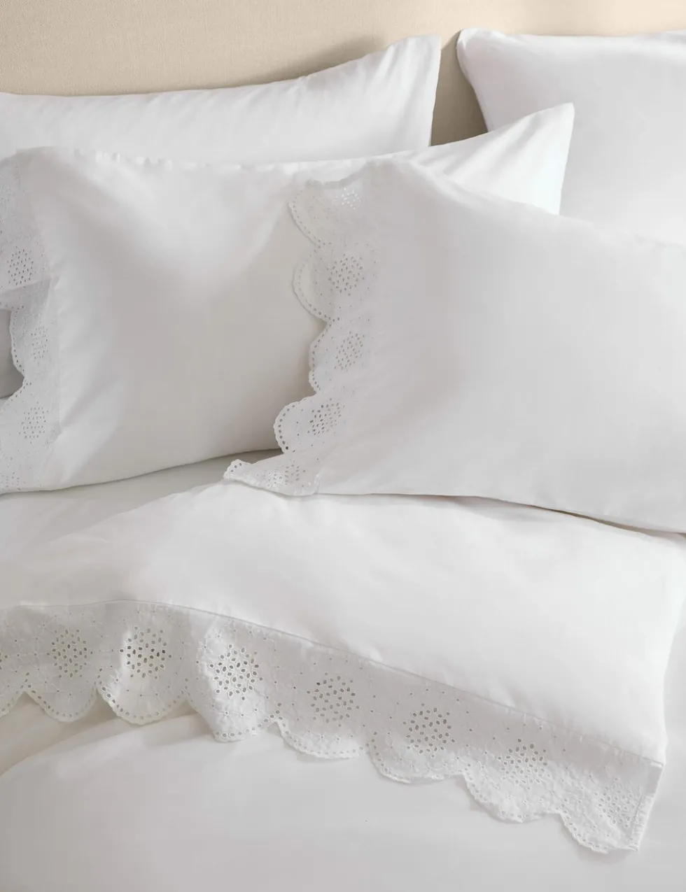 Pure Cotton Broderie Anglaise Bedding Set
