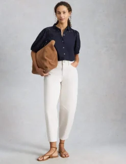 Pure Cotton Broderie Button Through Shirt