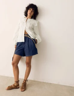 Pure Cotton Broderie Collar Shirt