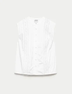 Pure Cotton Broderie Detail Top