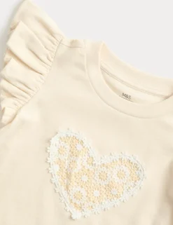 Pure Cotton Broderie Frill Heart Top (2-8 Yrs)