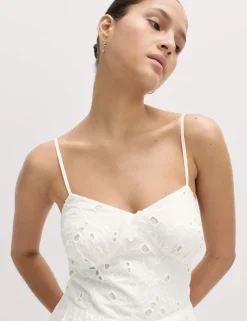 Pure Cotton Broderie Midaxi Cami Dress