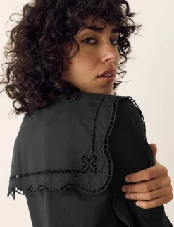 Pure Cotton Broderie Midi Smock Dress
