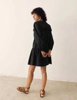 Pure Cotton Broderie Midi Smock Dress