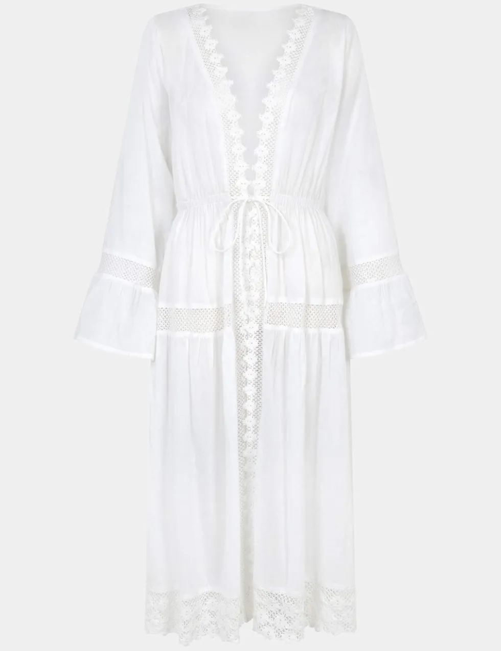 Pure Cotton Broderie Midi Relaxed Kimono