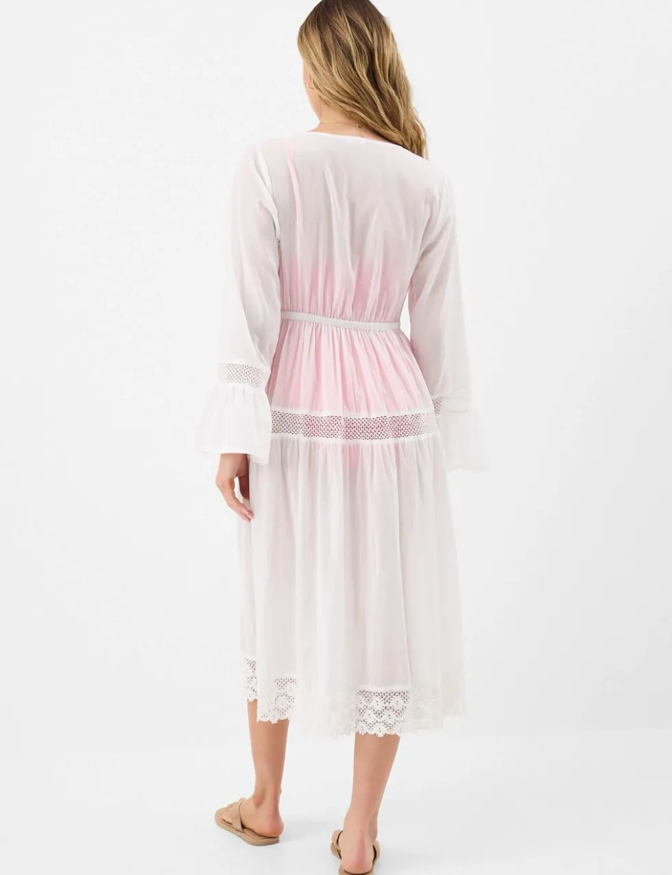 Pure Cotton Broderie Midi Relaxed Kimono