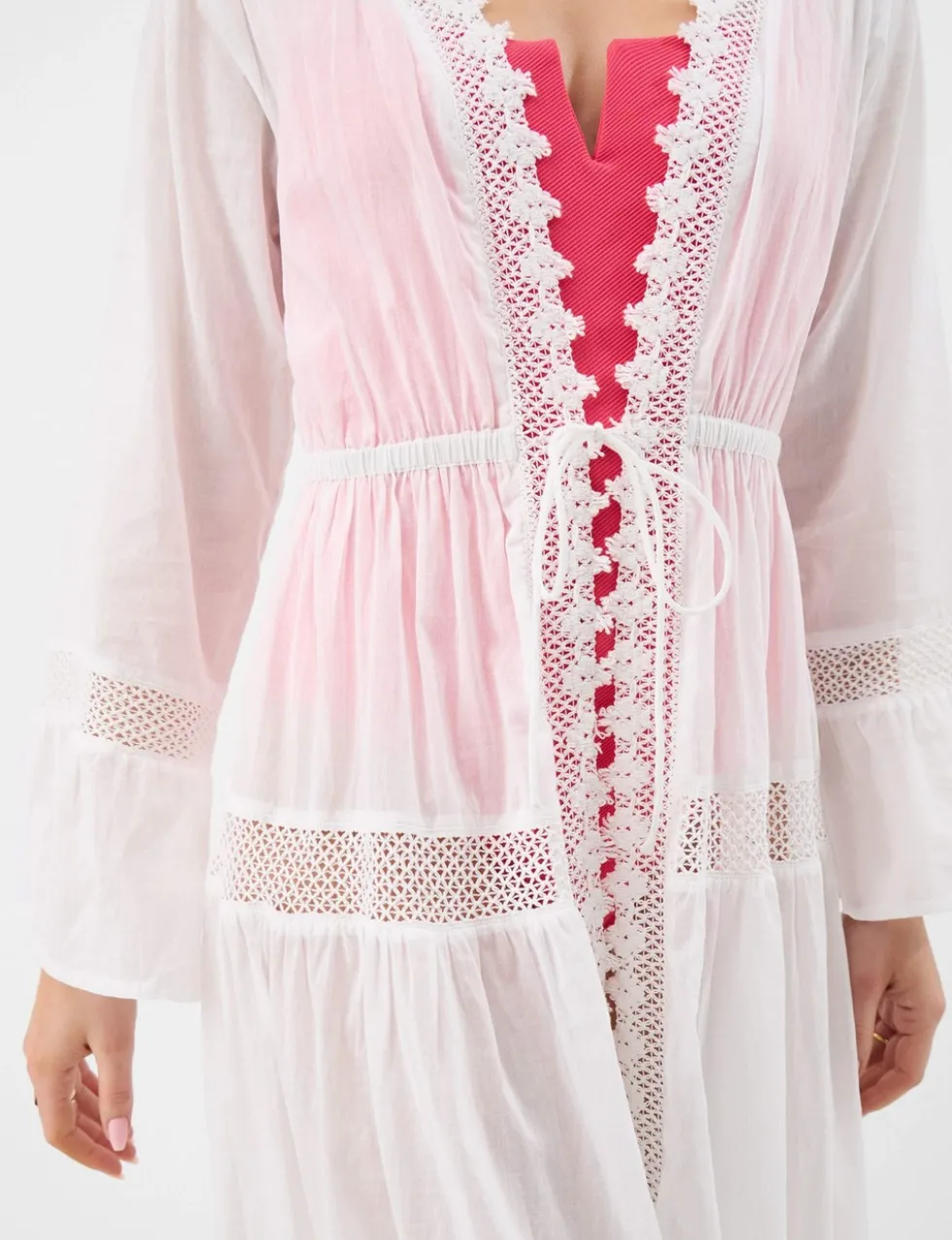 Pure Cotton Broderie Midi Relaxed Kimono