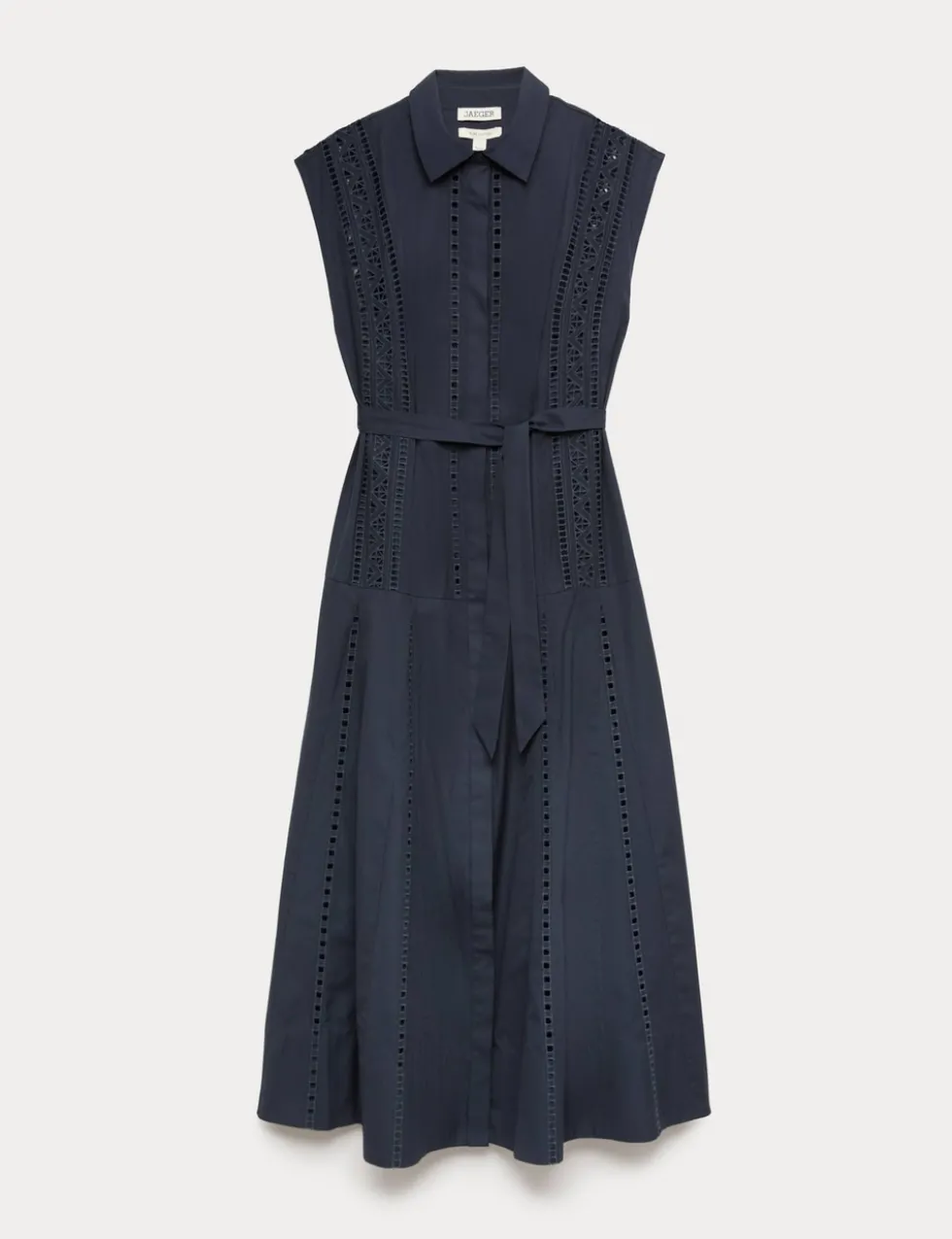 Pure Cotton Broderie Midi Shirt Dress