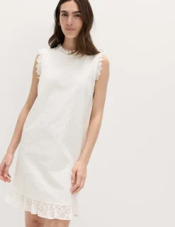 Pure Cotton Broderie Mini Shift Dress