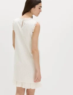 Pure Cotton Broderie Mini Shift Dress