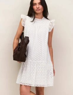 Pure Cotton Broderie Mini Shift Dress