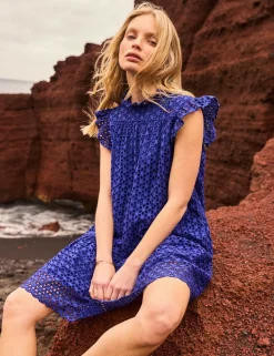 Pure Cotton Broderie Mini Shift Dress