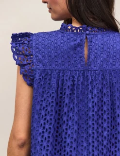 Pure Cotton Broderie Mini Shift Dress