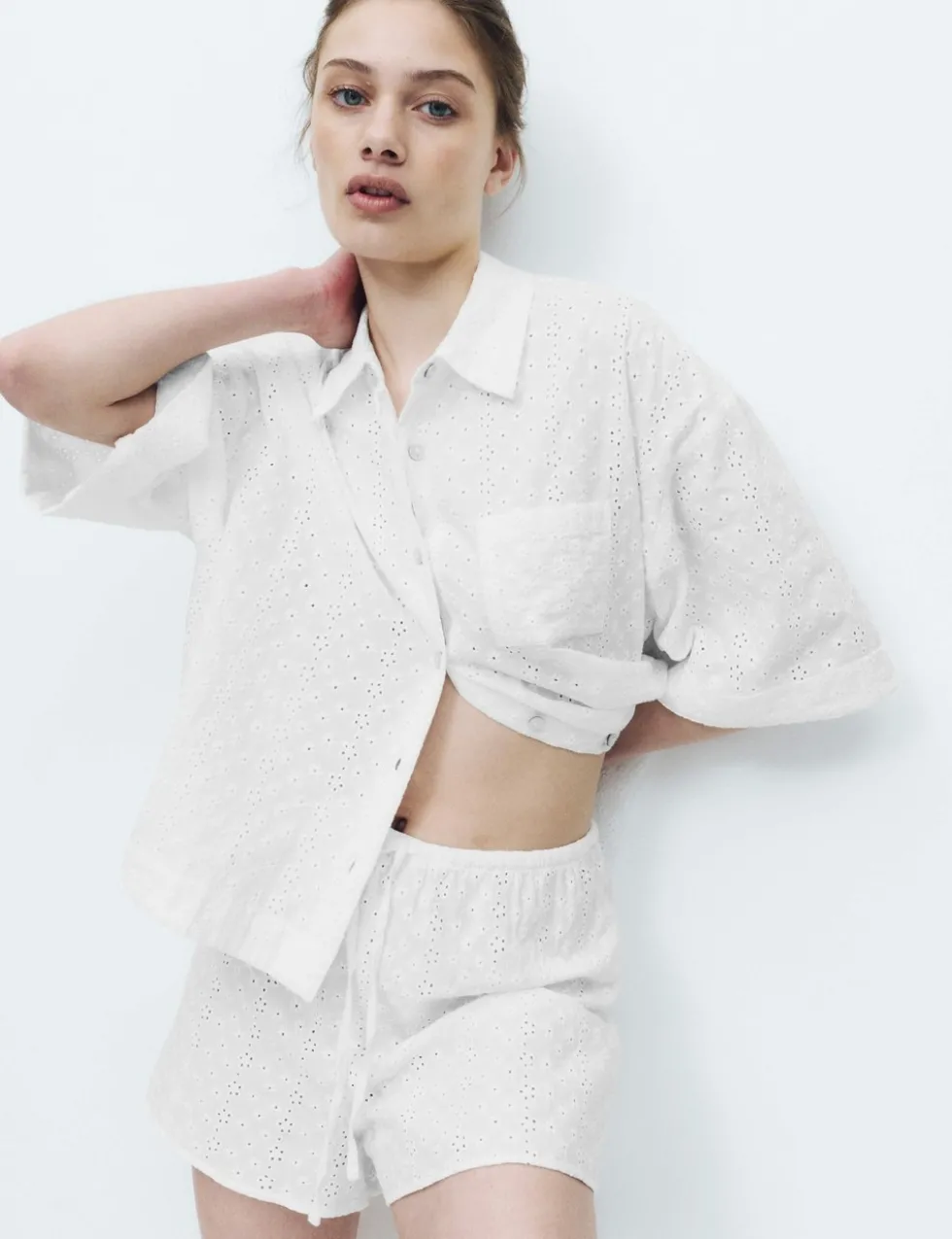 Pure Cotton Broderie Pyjama Shorts