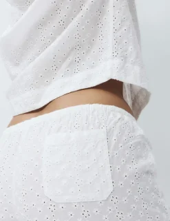 Pure Cotton Broderie Pyjama Bottoms
