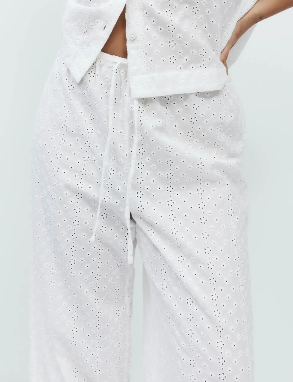 Pure Cotton Broderie Pyjama Bottoms