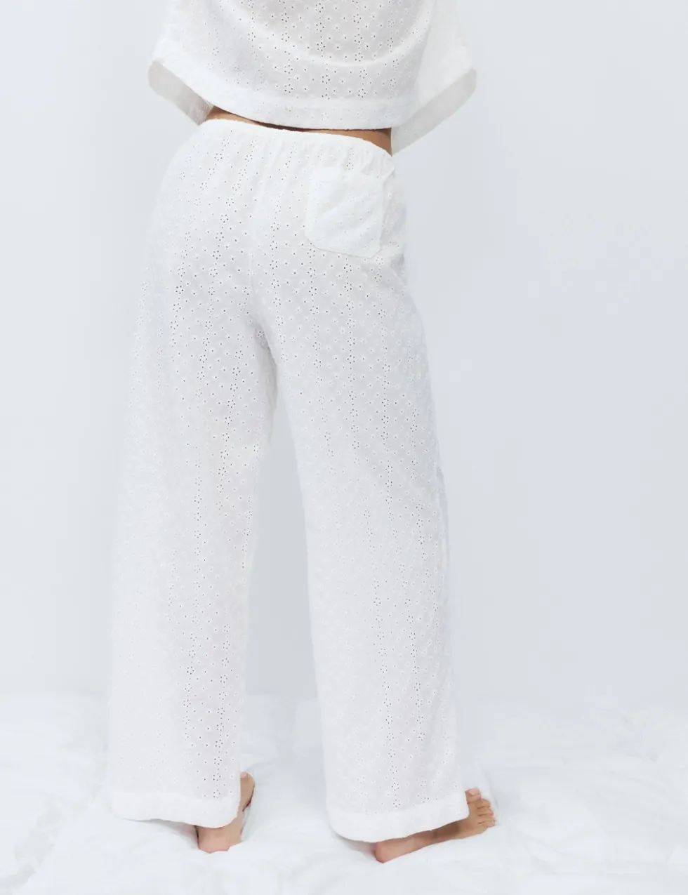 Pure Cotton Broderie Pyjama Bottoms