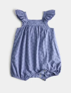 Pure Cotton Broderie Romper (0-3 Yrs)