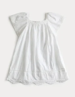Pure Cotton Broderie Shell Dress (2-8 Yrs)