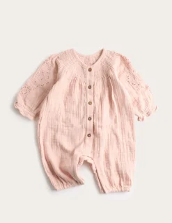 Pure Cotton Broderie Woven All in One (0-12 Mths)