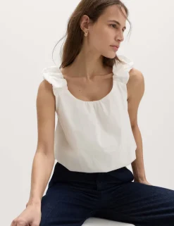 Pure Cotton Bubble Hem Puff Strap Top